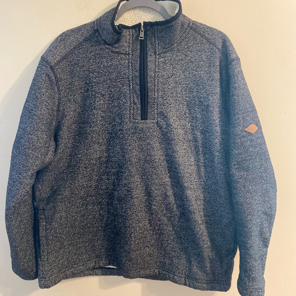Mens Orvis Gray Sherpa Fleece Lined 1/2 Half Zip Pullover Sweatshirt Size XL‎